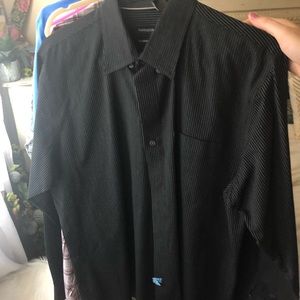 VanHeusen Black dress shirt with white pinstripes